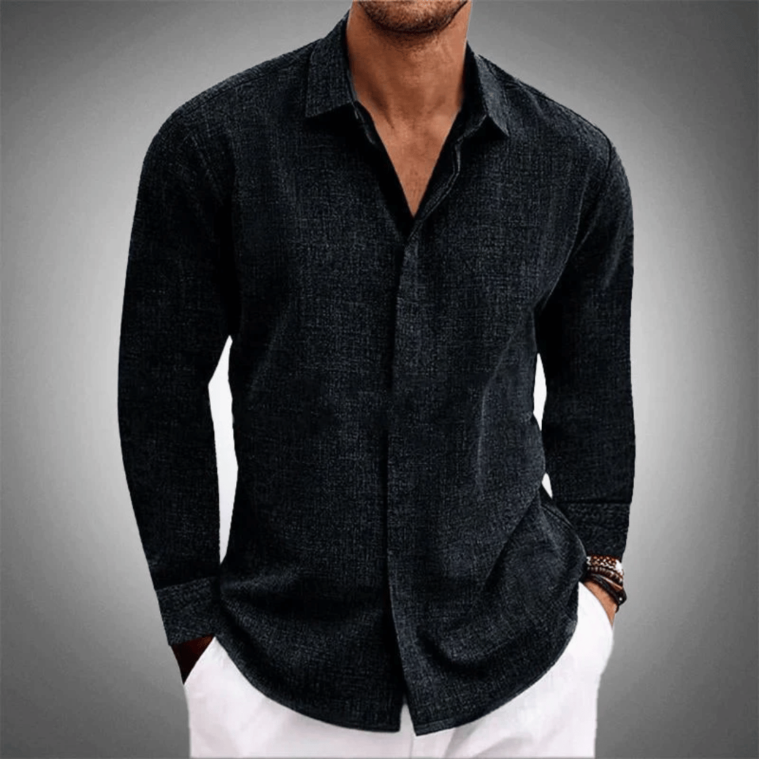 Chemise Homme Style Nordique Manches Longues À Boutons Devant Respirante Coupe Classique Pour Quotidien Et Bureau