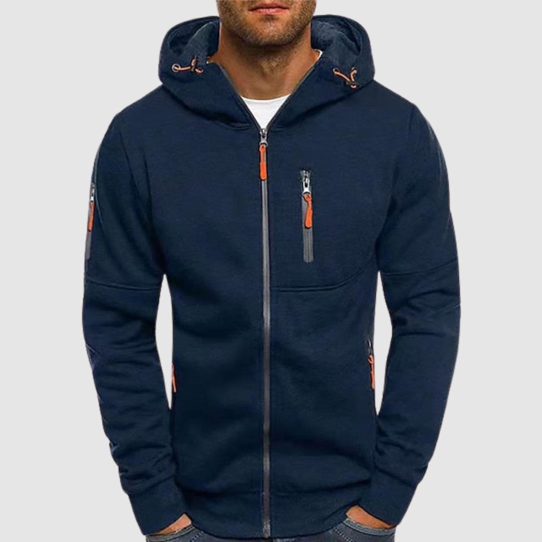 Sweat Zippé En Coton Pour Homme Décontracté Avec Poches Frontales Et Fermetures Éclair Durables