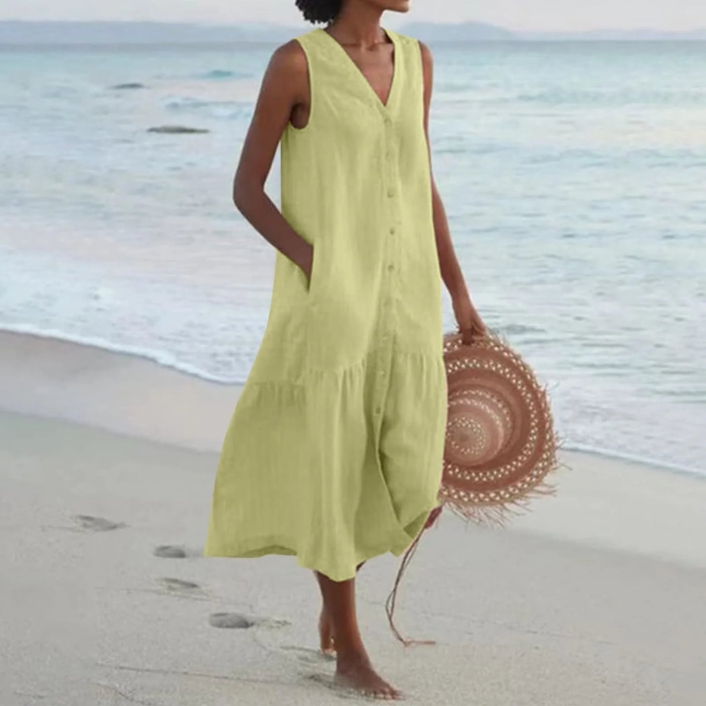 Umaylah: Elegantes Premium-Kleid mit V-Ausschnitt und hohem Tragekomfort