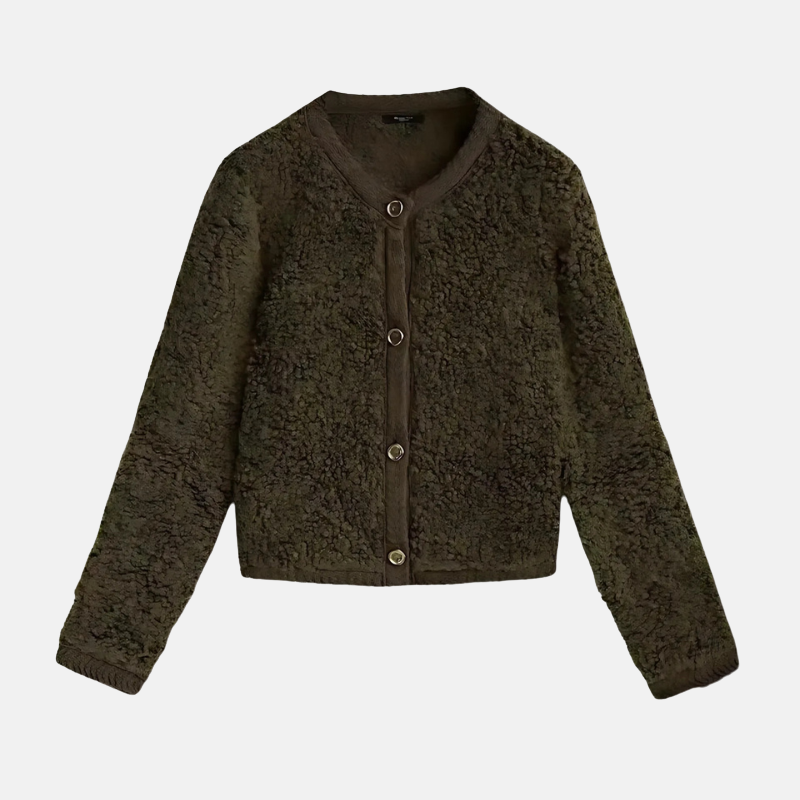 Cardigan Femme en Maille Court Col Rond Manches Longues pour Un Style Décontracté et Chic