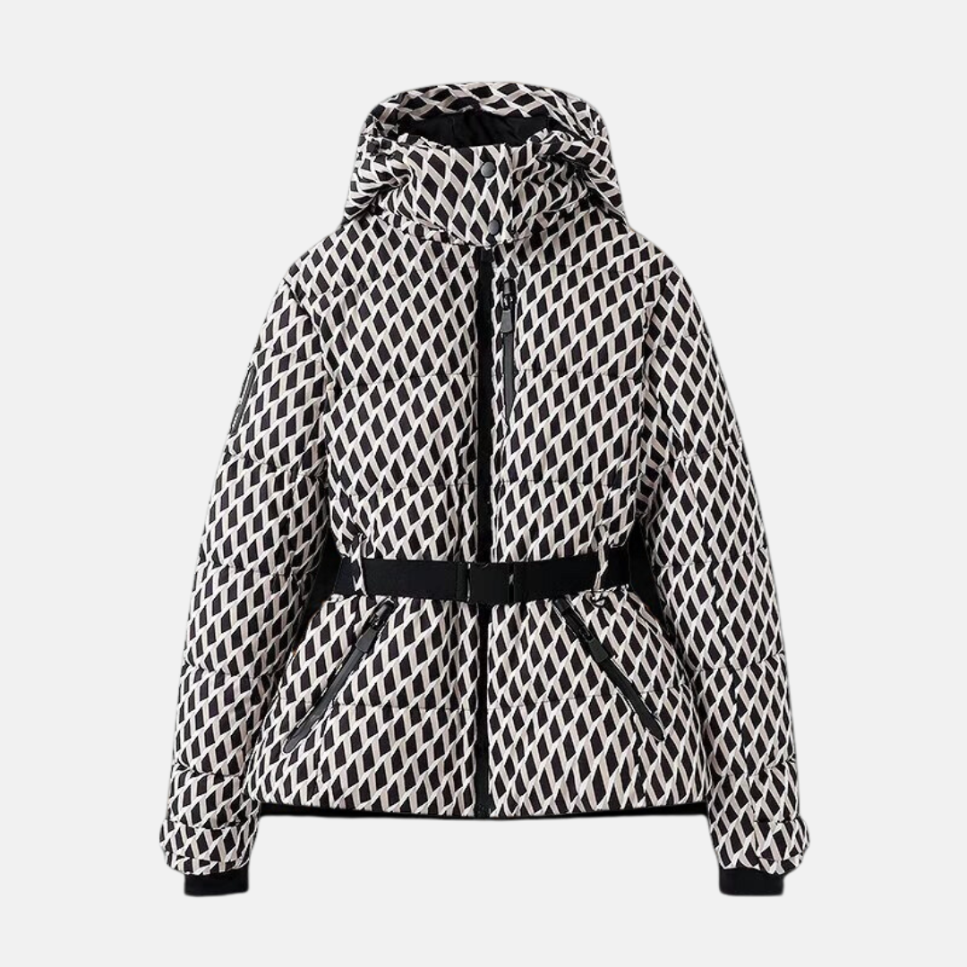 Doudoune Puffer Pour Femmes Matelassée Isolante Coupe Oversize Taille Ceinturée Capuche
