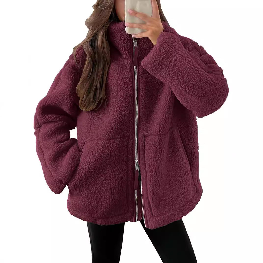 Veste Zip Pour Femme En Laine Mélangée Chaude Et Confortable Avec Coupe Moderne Indispensable Pour L Hiver