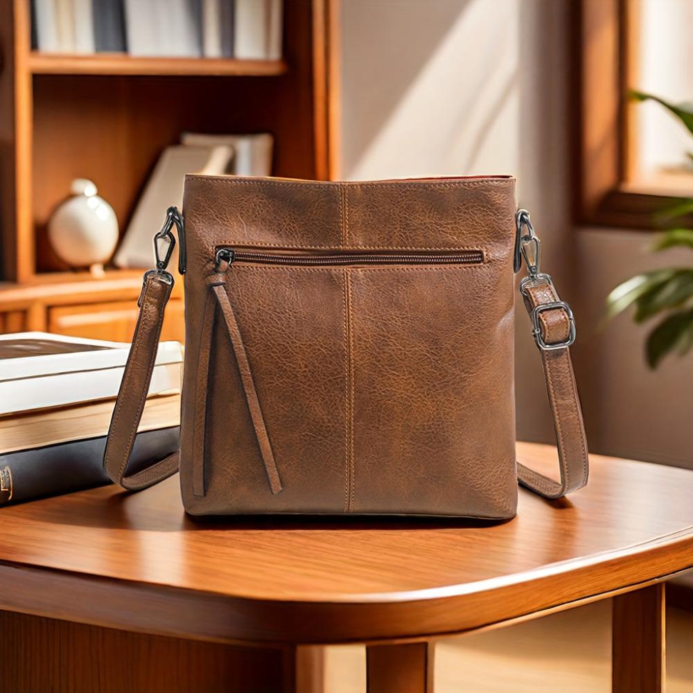 Anna - Vegan Leather Slim Crossbody Bag - Amawinc