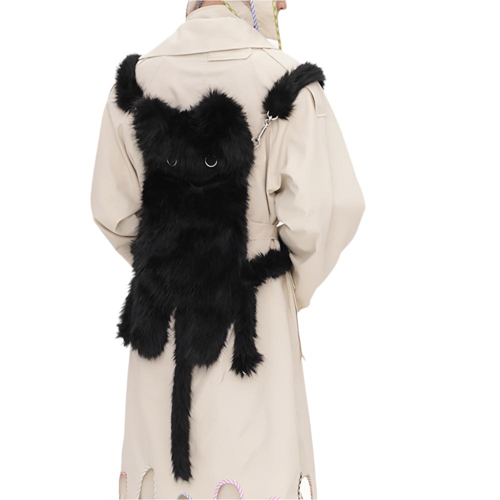 Amawinc Paire De Sacs Lynx Noir Mode Romantique Sombre Avec Design Moderne Clutch Et Sac À Dos