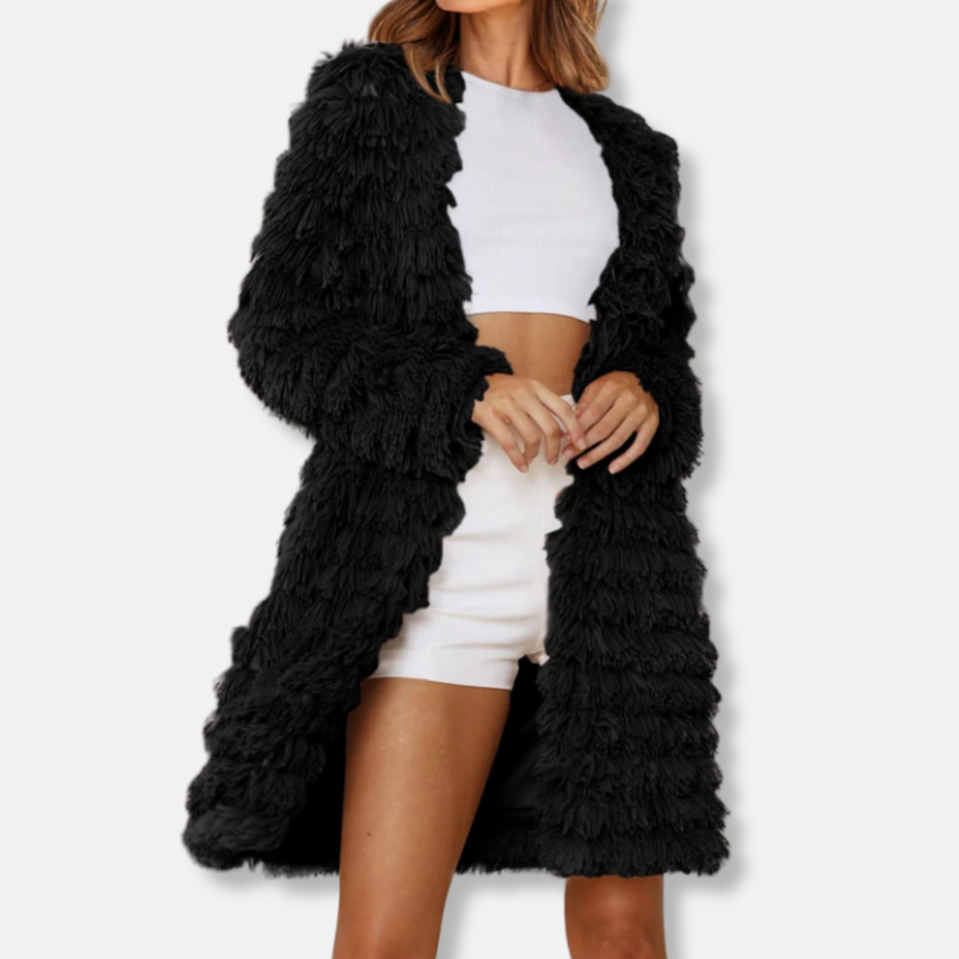 Cardigan Long Pour Femmes En Maille Shaggy Avec Coupe Décontractée Et Ouverture Frontale Pour Superposition