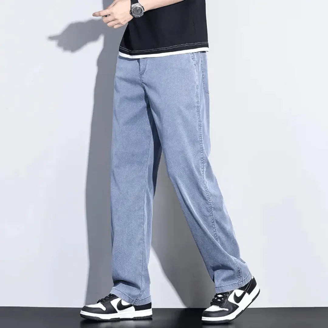 Amawinc Modena Jeans Denim Urbain Élastiques Lavage Foncé Confort Toute La Journée Coupe Décontractée