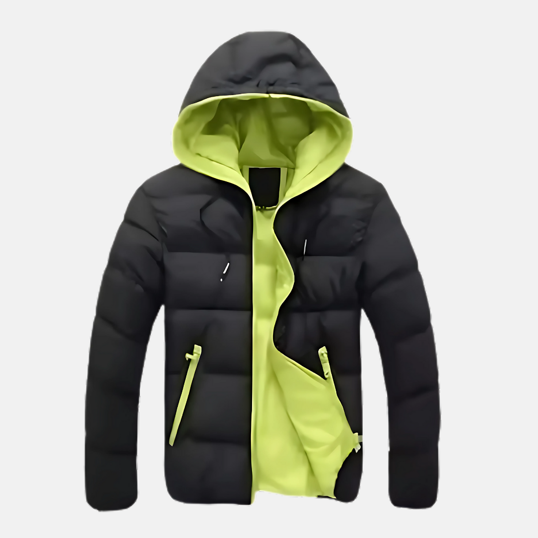 Veste Pour Homme Capuche Matelassée Puffer Mi Longueur À Hanches Chaude Et Isolante Pour Hiver