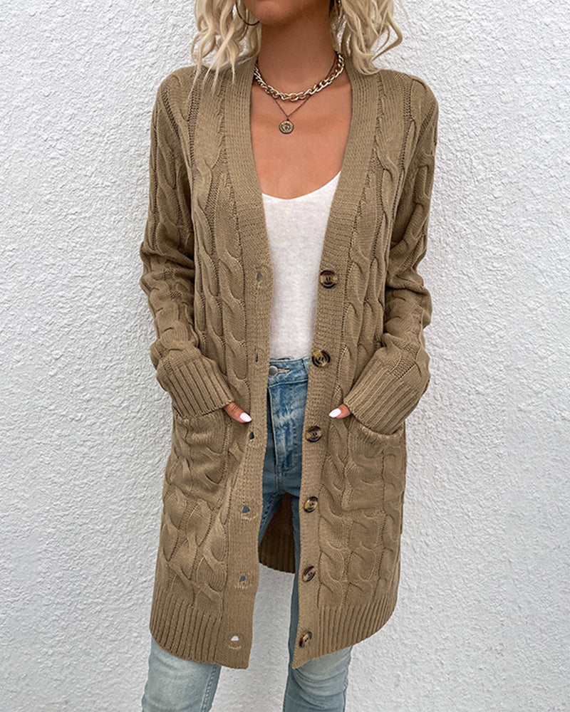 Anna: Einfarbige Strickjacke mit langen Ärmeln