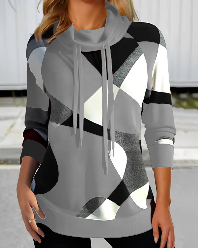 Pull À Capuche En Maille Douce Coupe Décontractée Manches Longues Motif Géométrique Nordisk Flair