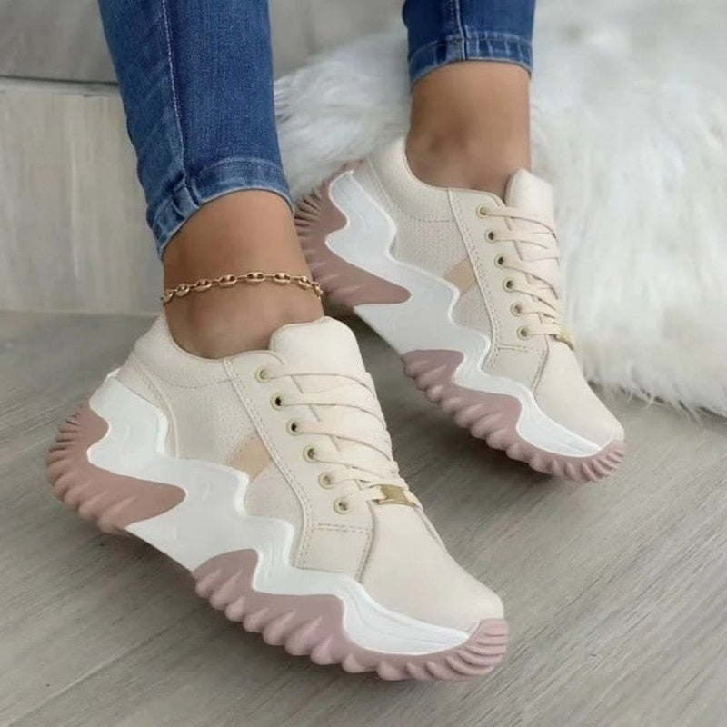 Kasia Orthopädische Sneaker aus Leder mit Patchwork-Design