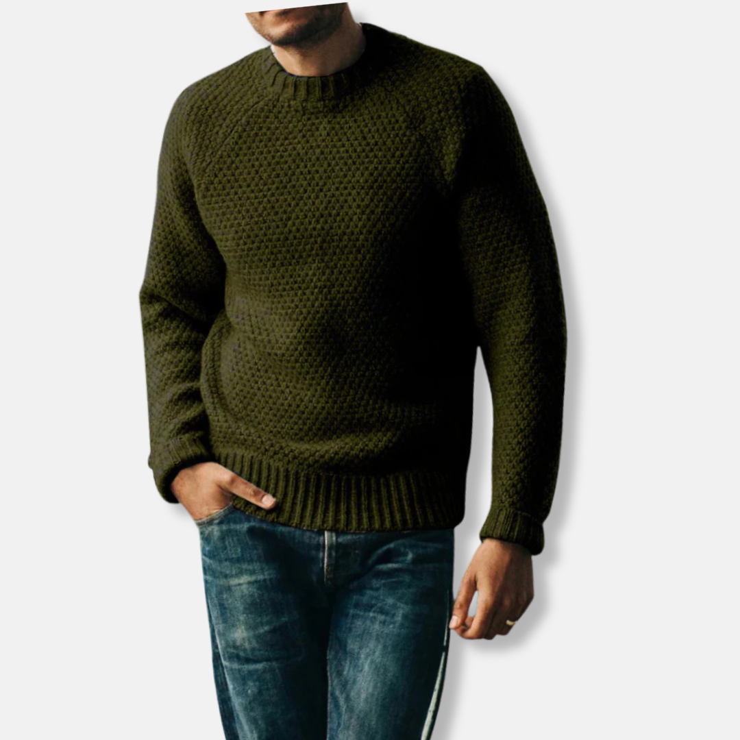 Pull En Maille Mélange Laine Col Rond Raglan Décontracté Homme Amawinc Pour Style Quotidien