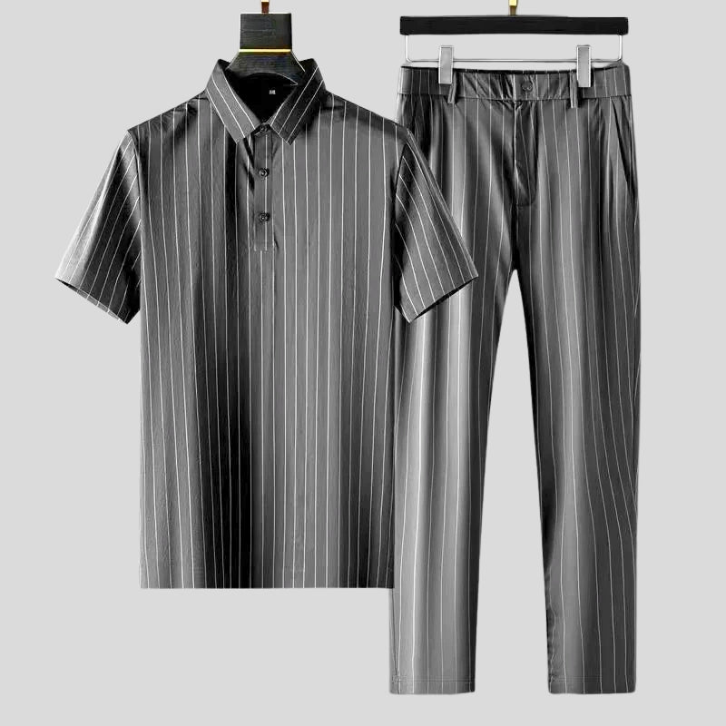Ensemble Deux Pièces Tavellé Avec Col Aigu Et Pantalon Tailleur À Coupe Confort Toute La Journée Pour Tous Les Jours