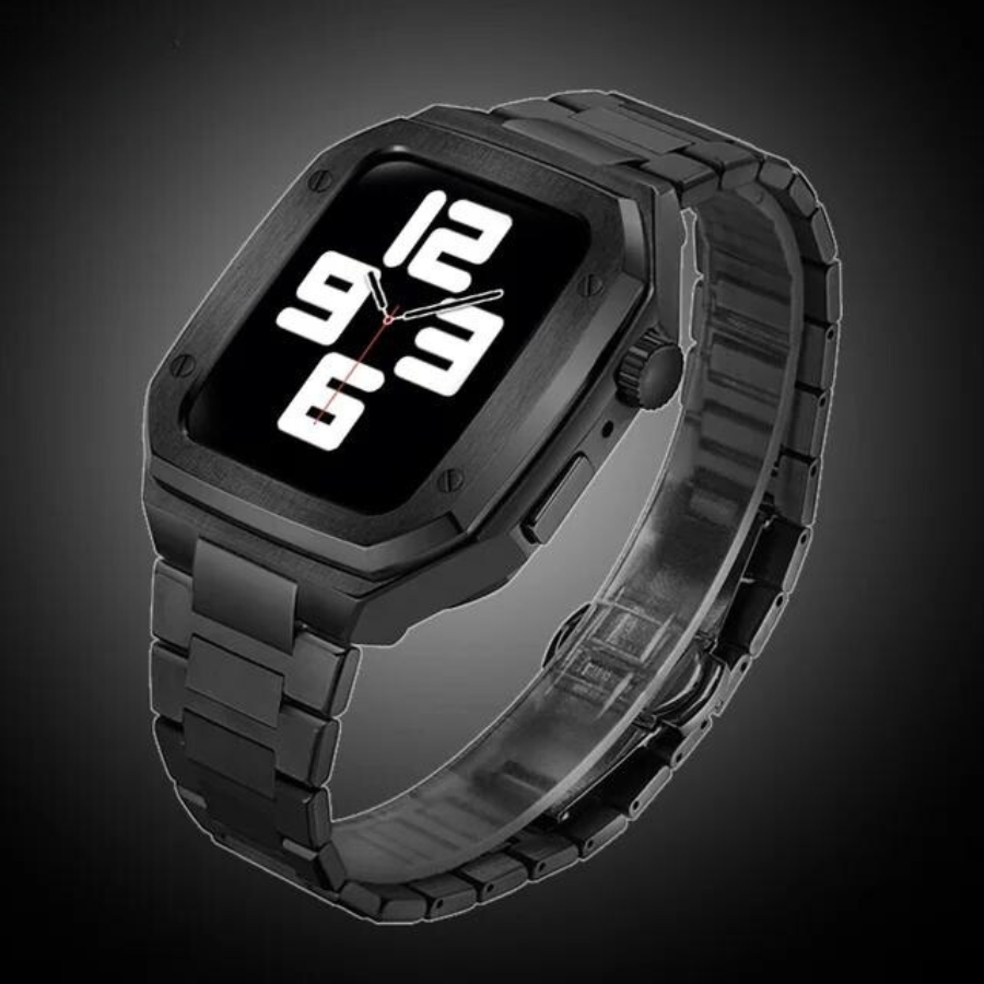 Le Mod Exécutif Pour Apple Watch En Acier Inoxydable Amawinc Design Résistant Aux Chocs Avec Bracelet Caoutchouc Durable