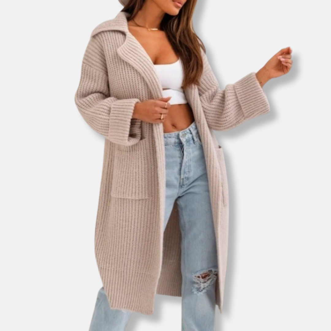Manteau Long En Maille Pour Femmes Mélange De Laine Coupe Oversized Capuche Texture Côtelée