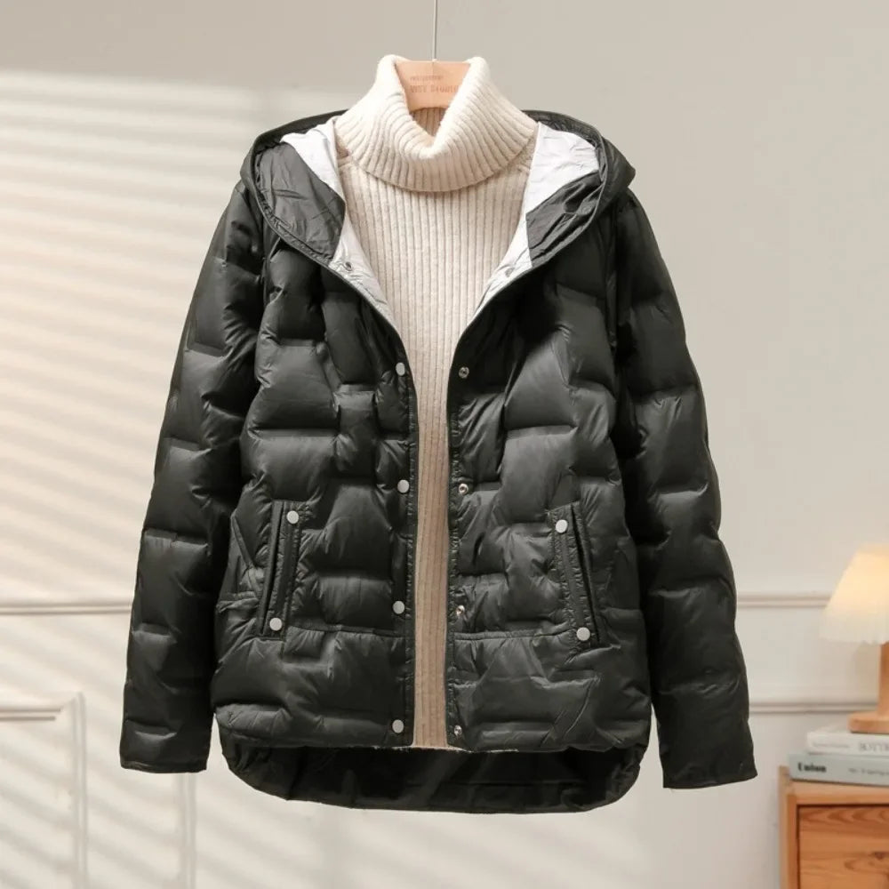 Amawinc Léa Doudoune Plumettes d Oie Pour Femme Chaude et Élégante Veste Puffer Hivernale