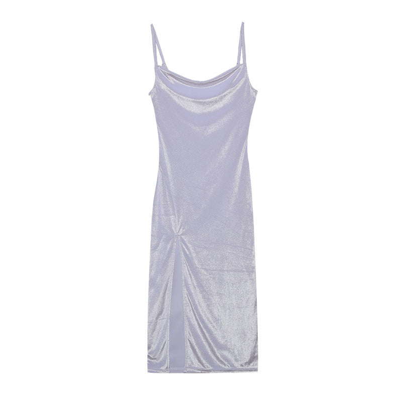 Victorias Elegantes Damenkleid mit Schlitz und Trägern