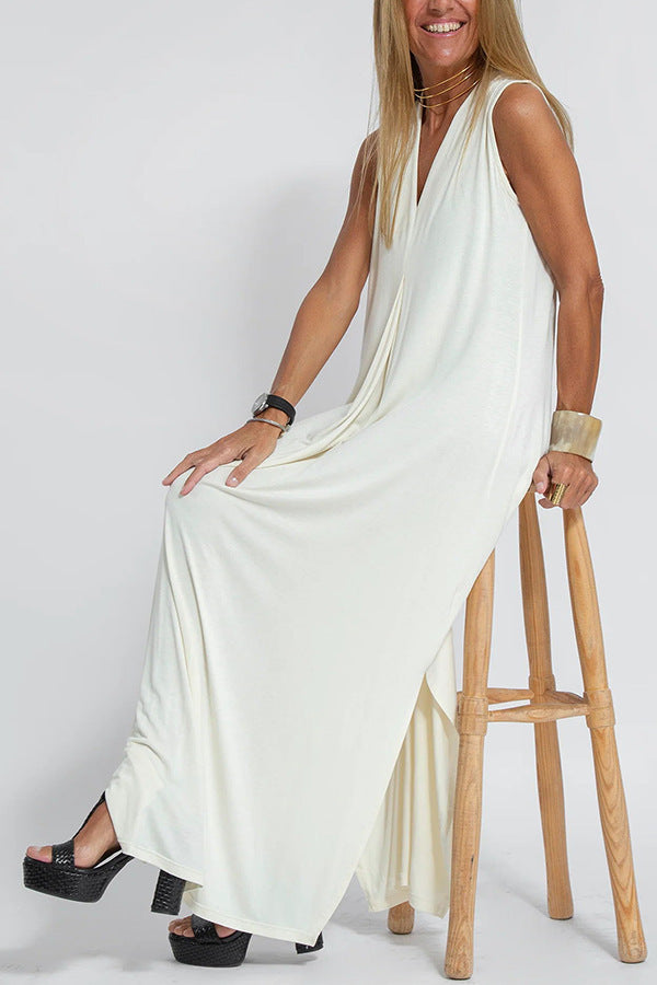 Élise Robe Longue Sans Manches Avec Cardigan Assorti Pour Mi Saison Élégante En Polyester Doux
