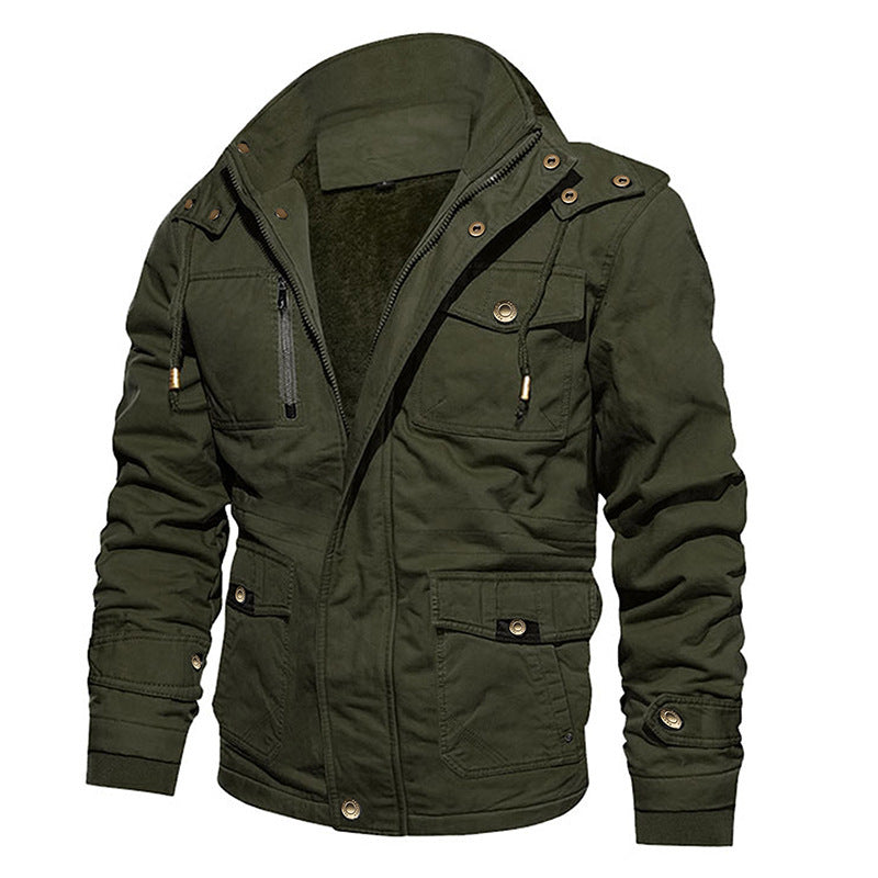 Baumwoll-Kapuzenjacke Neil mit Vintage-Look und Fleece-Innenfutter