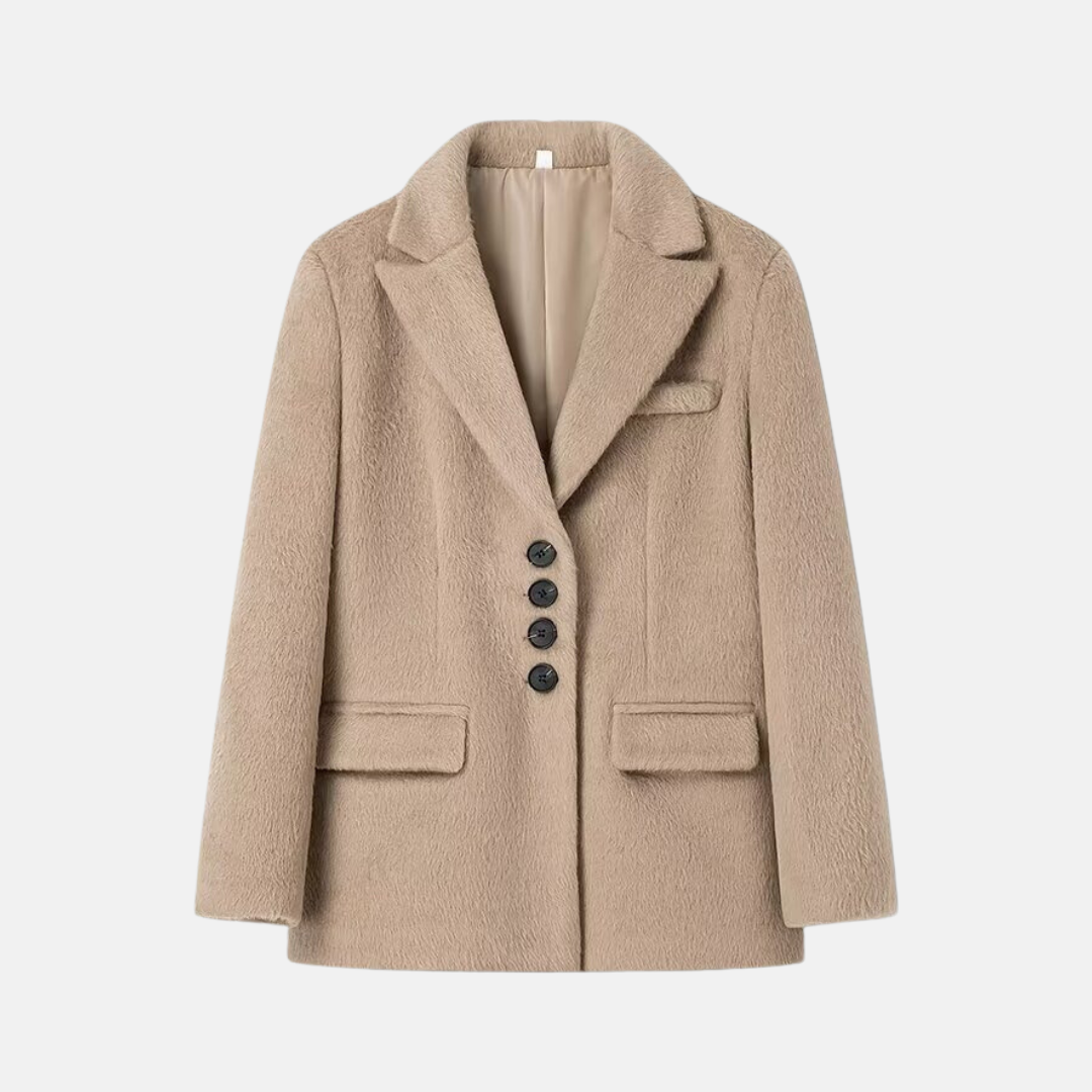 Veste Blazer Femme Amawinc Oversized Coupe Décontractée Confort Pelucheux Revers À Encoche Poches À Rabat