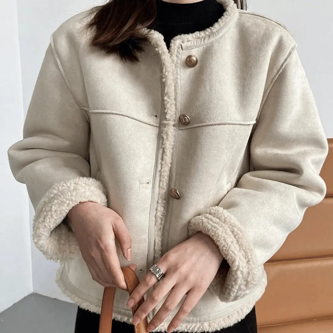 Amawinc Clémence Veste Sherpa Pour Femme Douce Élégante Chaude Confort Doublure Pelucheuse