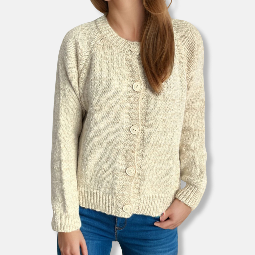Cardigan Pour Femmes En Mélange Acrylique Coupe Décontractée Longueur Courte Col Rond Manches Raglan Longues