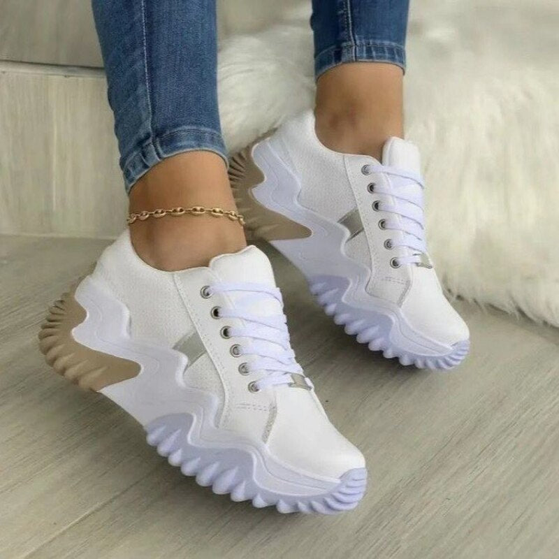Kasia Orthopädische Sneaker aus Leder mit Patchwork-Design