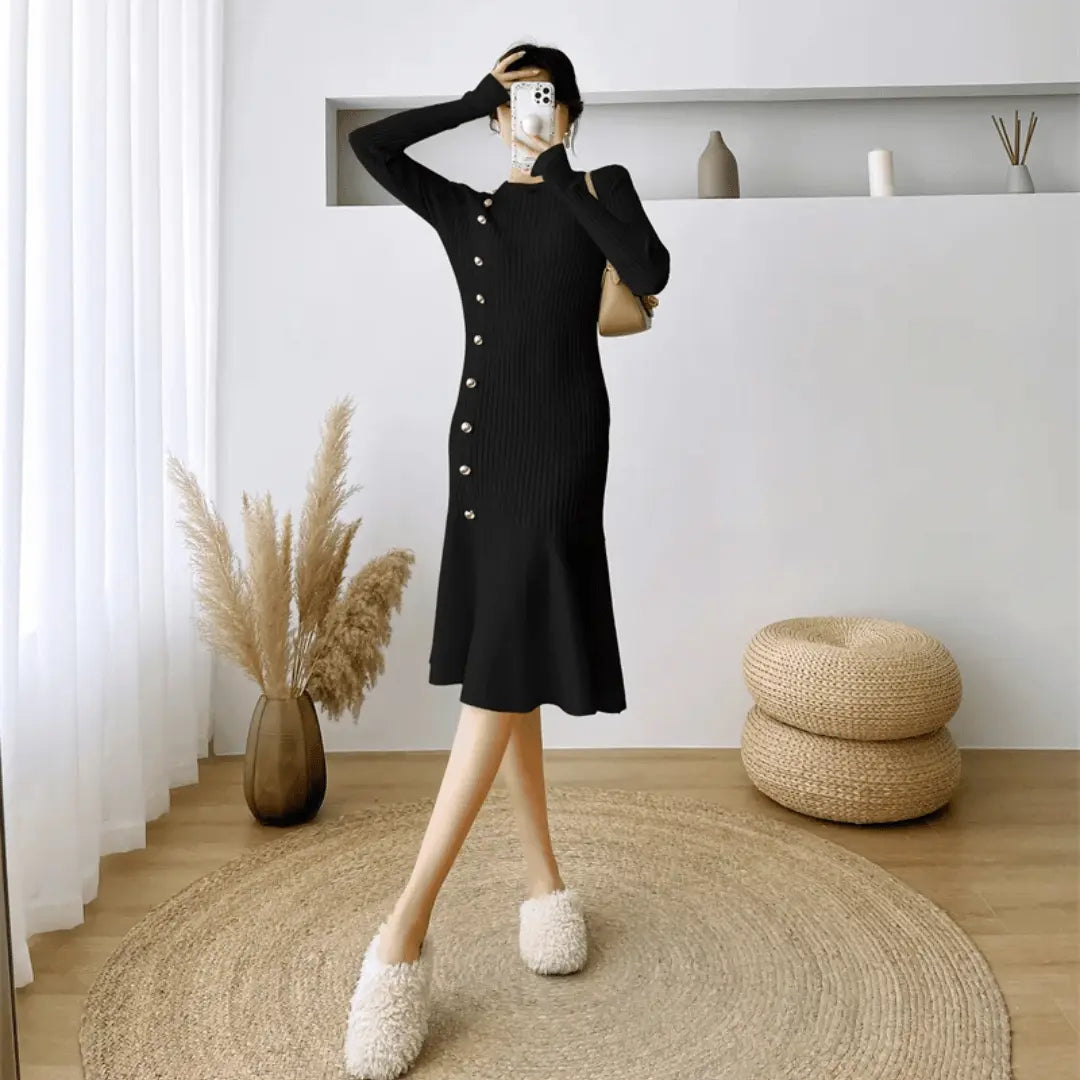 Robe Tricot Luna Élégante Pour Toutes Occasions Silhouette Épurée Confort Luxe Maille Premium Amawinc