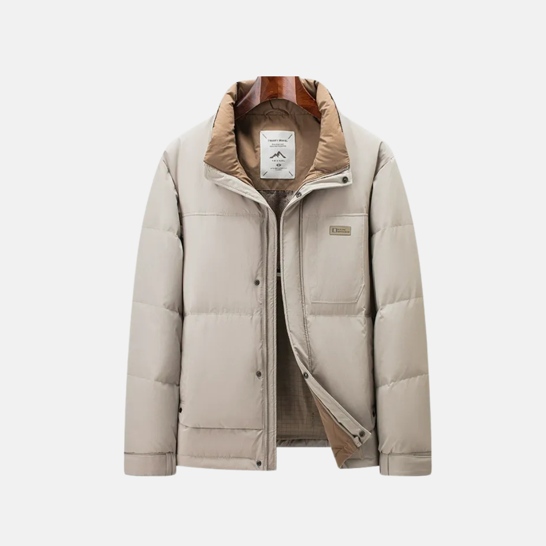 Veste Matelassée Pour Homme Amawinc Puffer Coupe Regular Résistante Au Vent Isolation Col Debout Zip Entier
