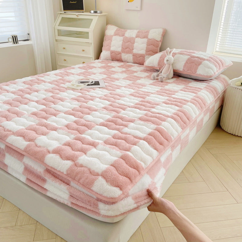 Ensemble Housse De Couette Velours À Carreaux Noir Contemporain Pour Chambre Moderne Confort Luxueux