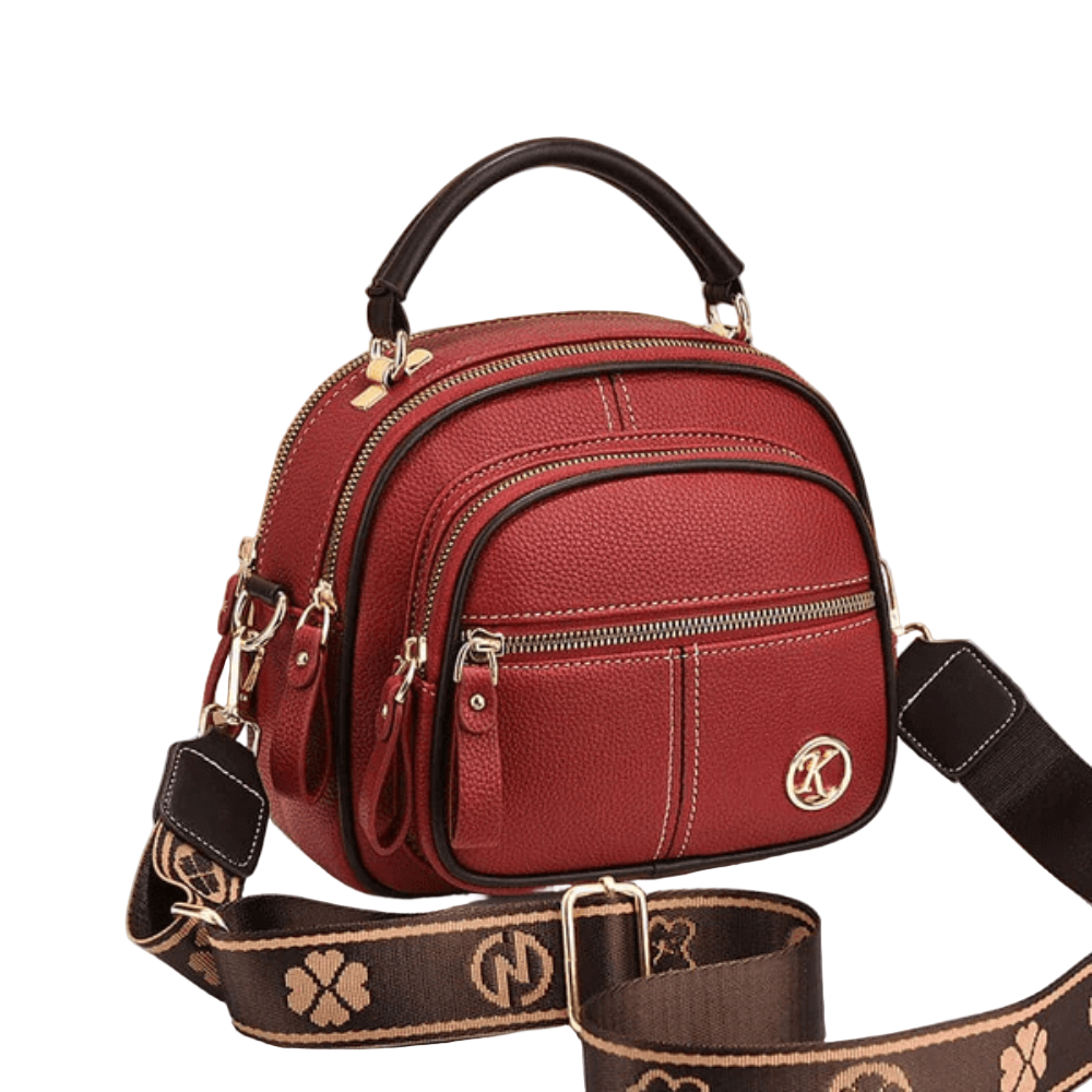 Amawinc Jan Mini Sac À Main En Faux Cuir Compact Avec Deux Compartiments Zippés Et Bandoulière Détachable