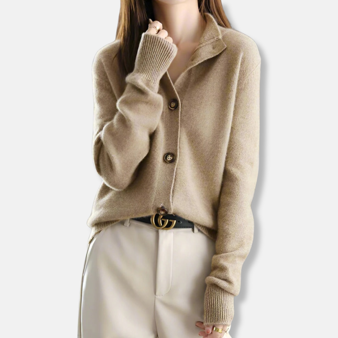 Cardigan Femme En Maille À Coupe Décontractée Col Montant Simulé Bouton De Fermeture