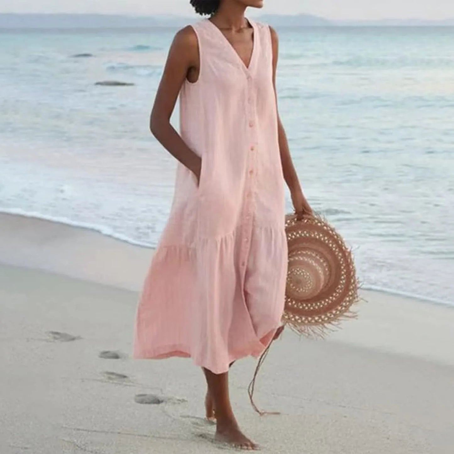 Umaylah: Elegantes Premium-Kleid mit V-Ausschnitt und hohem Tragekomfort