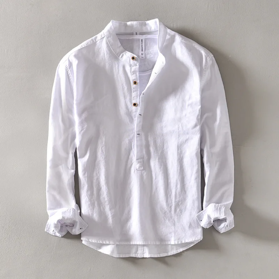 Chemise En Lin Premium Solace Pour Homme Respirante Légère Col Mandarin Coupe Décontractée