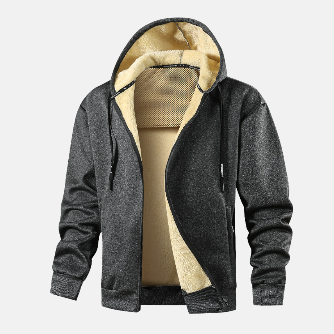 Sweat À Capuche Zippé Pour Homme Amawinc Avec Doublure Polaire Peluche Et Coupe Décontractée Bordures Côtelées Hiver