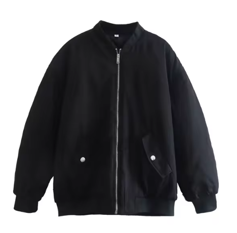 Baumwolljacke Cleo: figurbetonte, unifarbene Stehkragenjacke