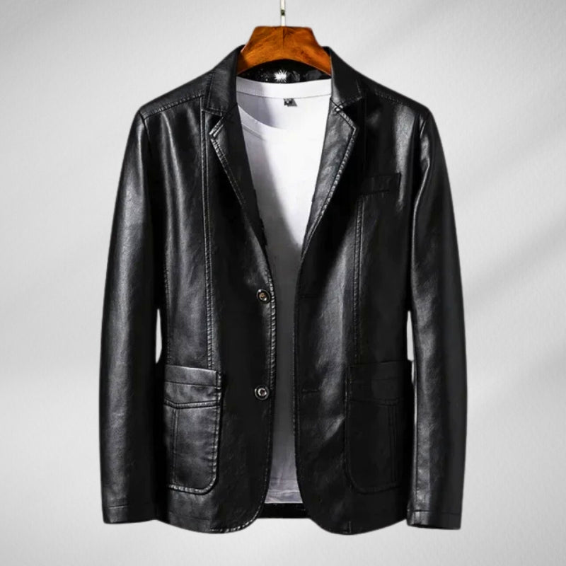Veste En Cuir Dantori Coupe Slim Raffinée Finition Premium Deux Poches Aspect Moderne