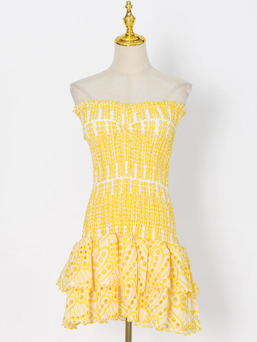 A-Linien Faltenkleid mit Rosenprint