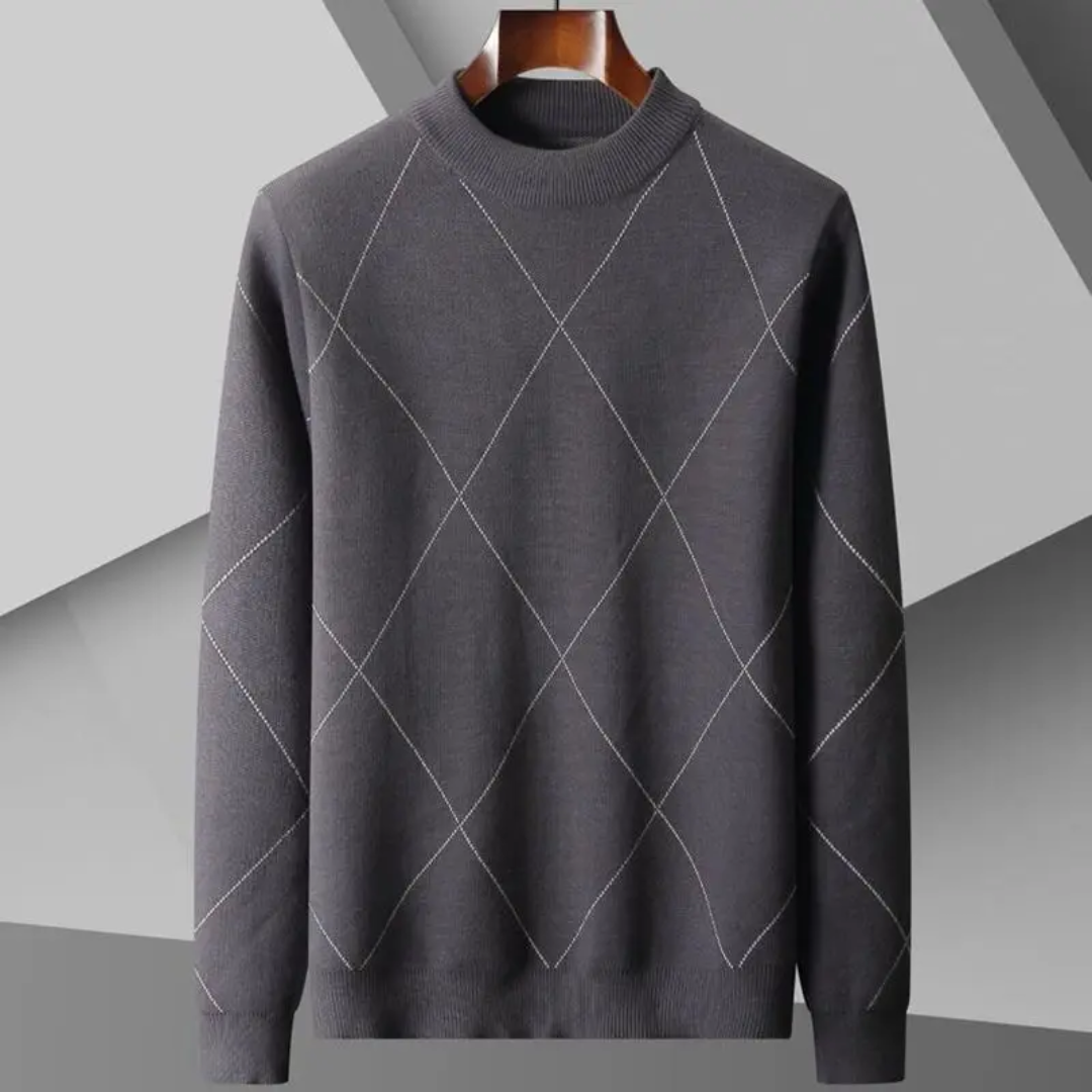 Pull En Cachemire Steven Diamond Motif Jacquard Diamant Discret Pour Élégance Polyvalente