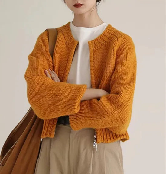 Damen Oversized Strickjacke mit Reißverschluss Amawinc