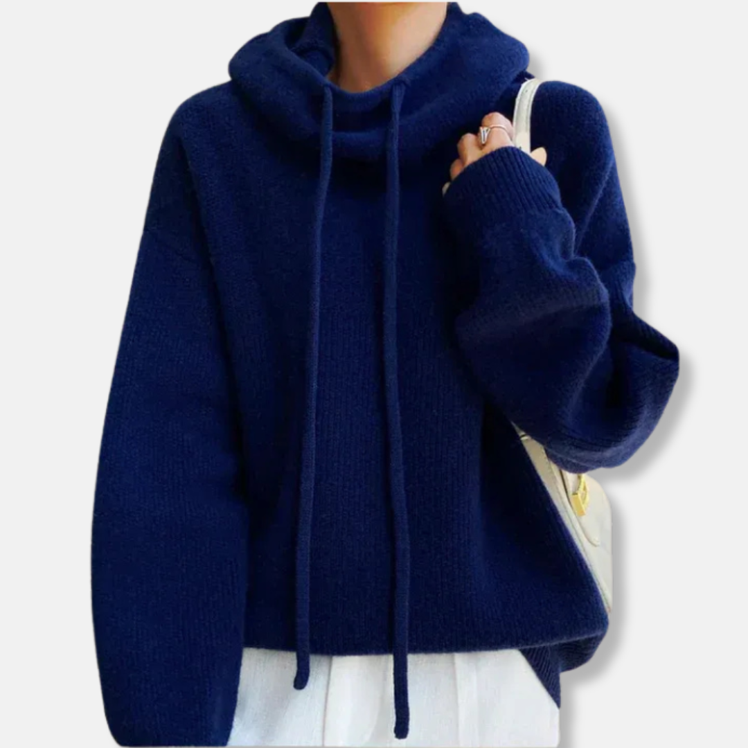Sweat Tricot Femme Oversize Col Châle avec Cordon Serrage Doux et Confortable pour le Quotidien