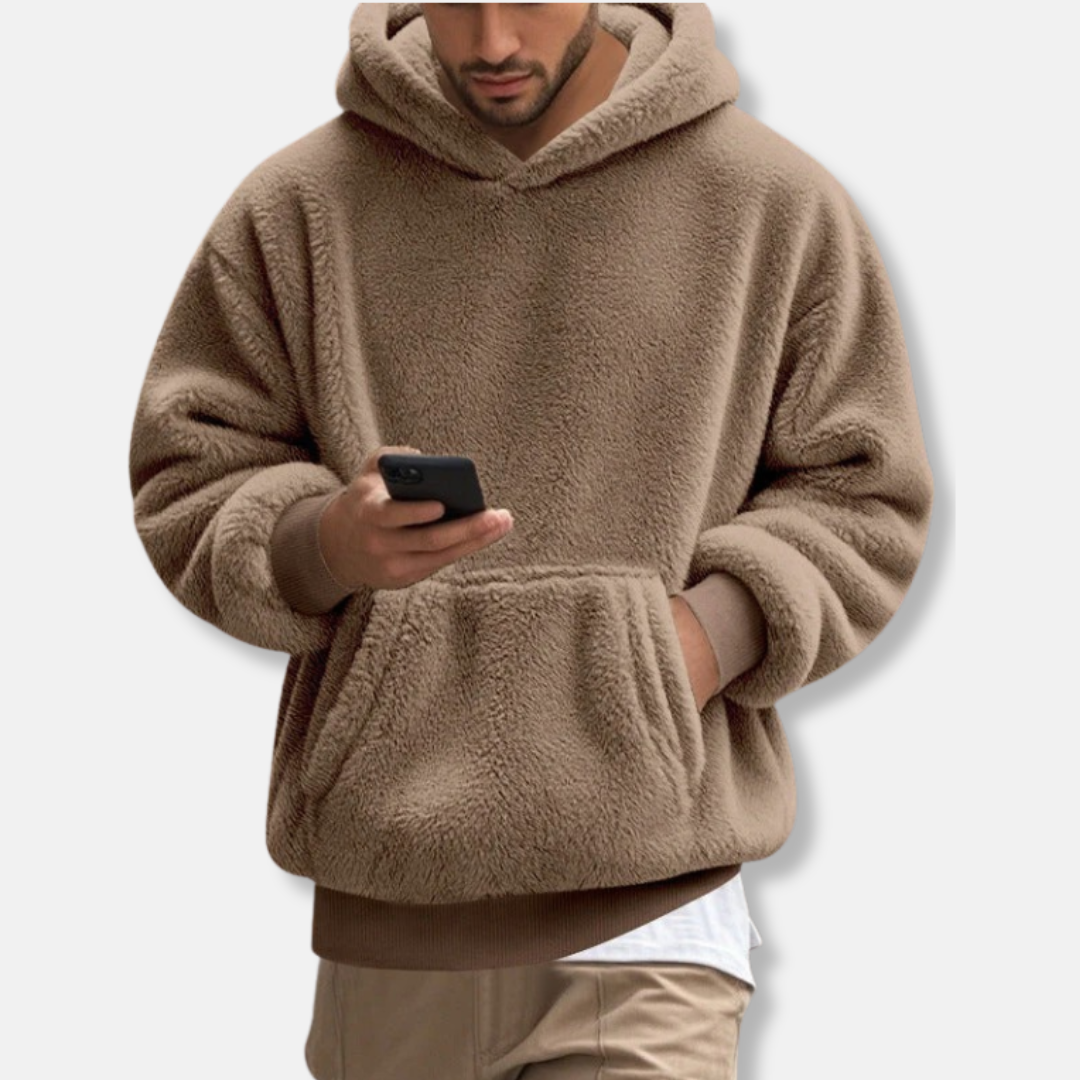 Sweat À Capuche En Polaire Homme Col En V Avec Poche Kangourou Longueur Au Niveau Des Hanches Coupe Décontractée