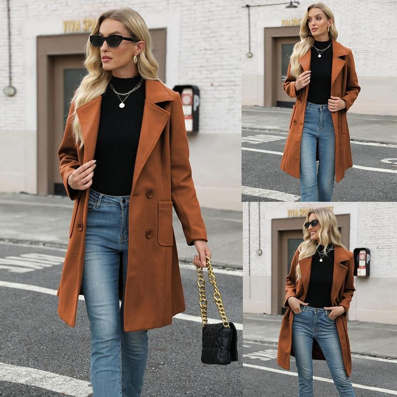 Manteau En Laine Mélange Mi Long À Double Boutonnage Maribel Chaud Sans Encombrement Facile À Superposer