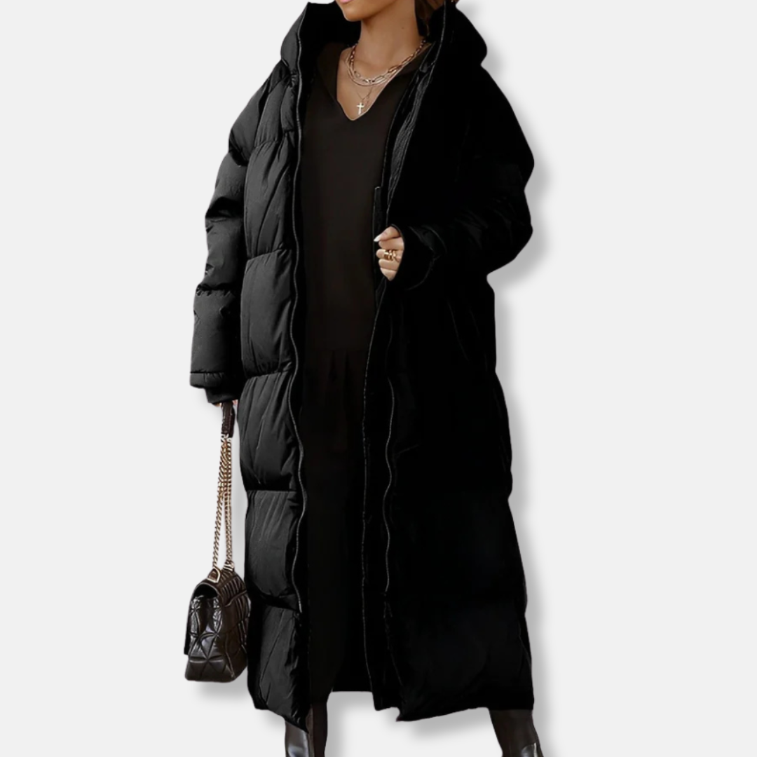 Manteau Long Femme Oversize Capuche Quilté Rembourré Zip Intégral Nordisk Flair Chaleur