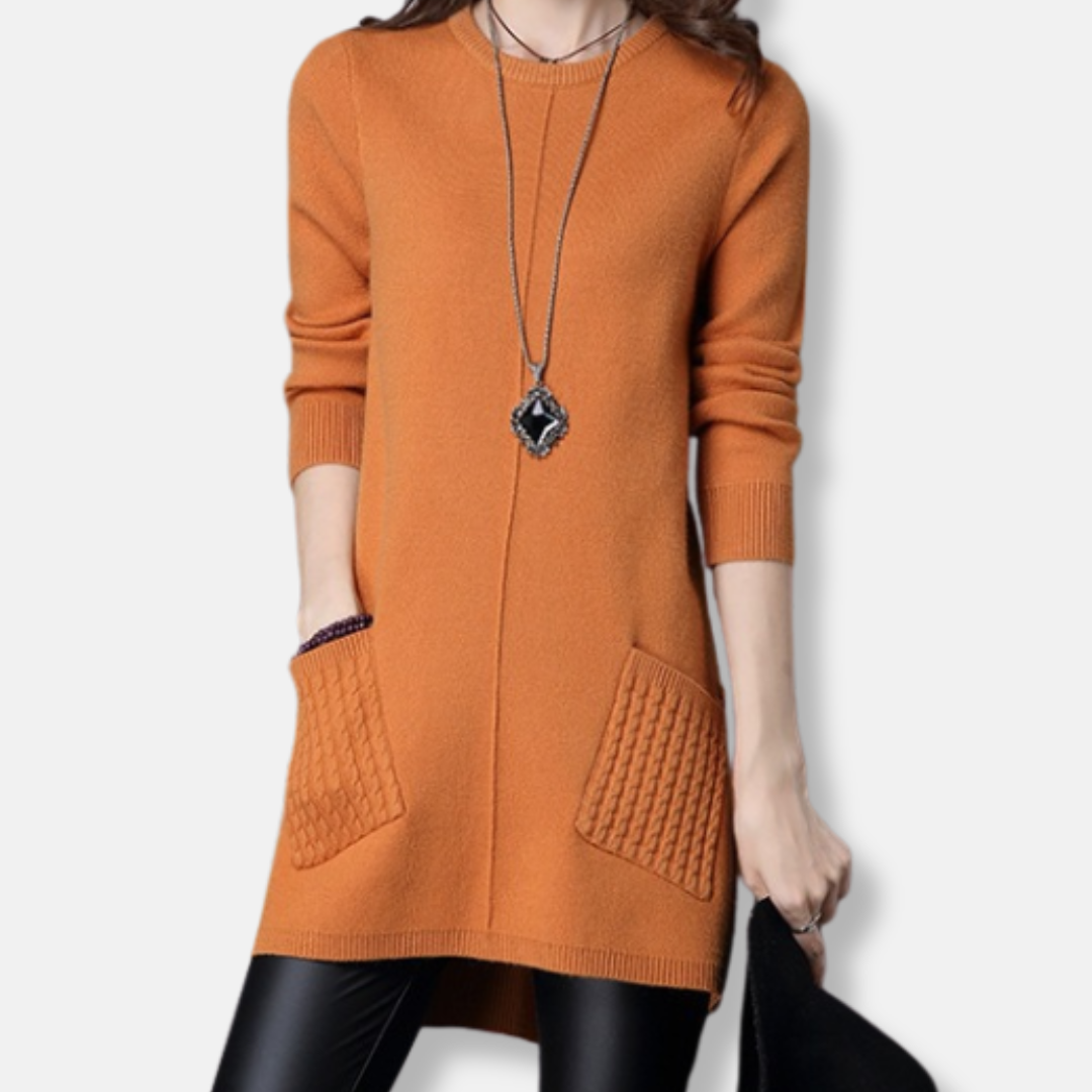 Amawinc Isabella Robe Pull Décontractée Col Rond Manches Longues Pour Femme Confort Chic Hivernal