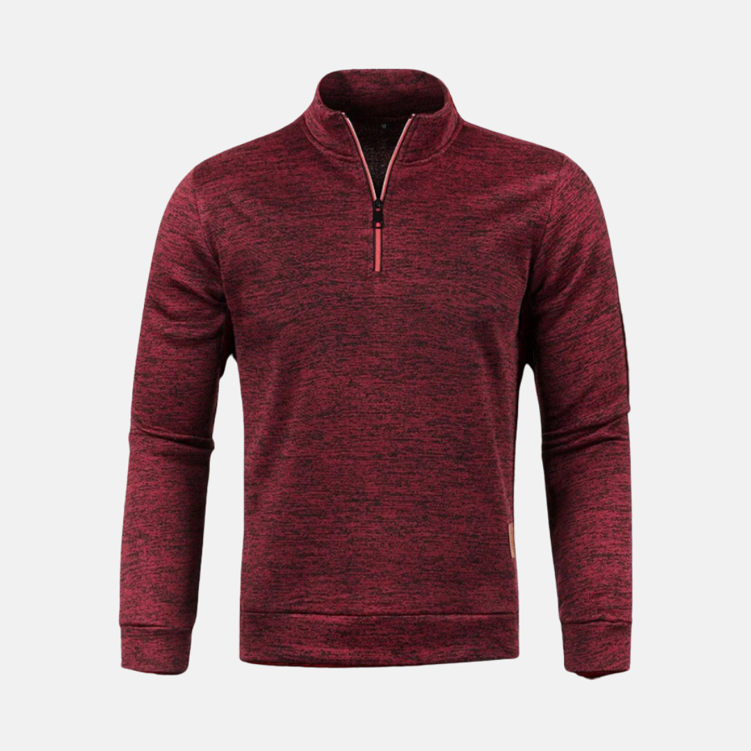 Amawinc Sweatshirt Homme Col Montant Microtexturé Zip Demi Fermeture Noir Confort Quotidien Coupe Regular Pour Automne