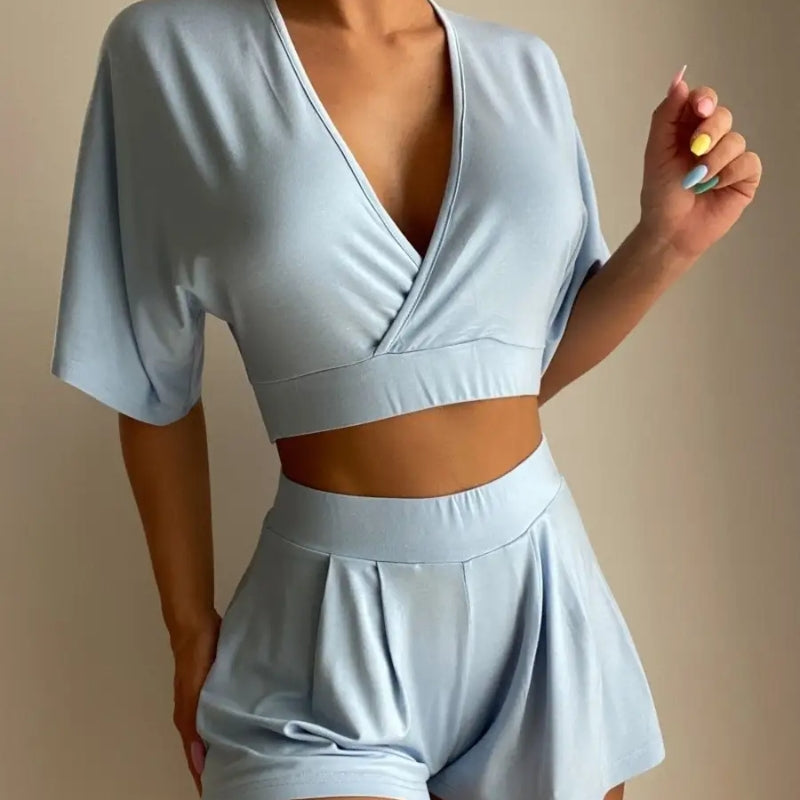 Ensemble Pyjama Deux Pièces Luvi Confort Doux Respirant avec Taille Elastique Tissu Léger pour Repos et Loisirs