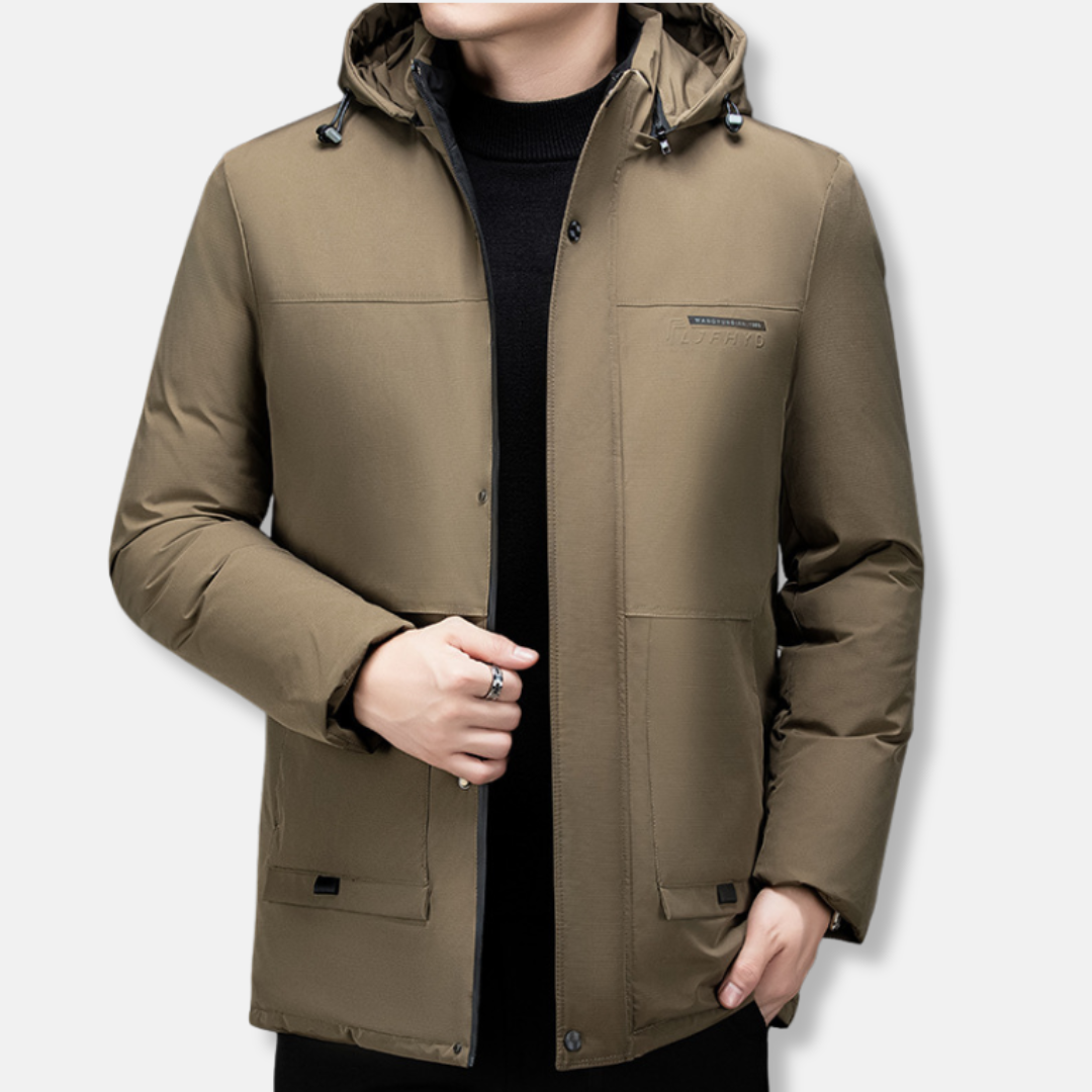 Manteau Homme Nordisk Flair Avec Isolation Rembourrée Capuche À Cordon Mi Long Imperméable Pour Hiver
