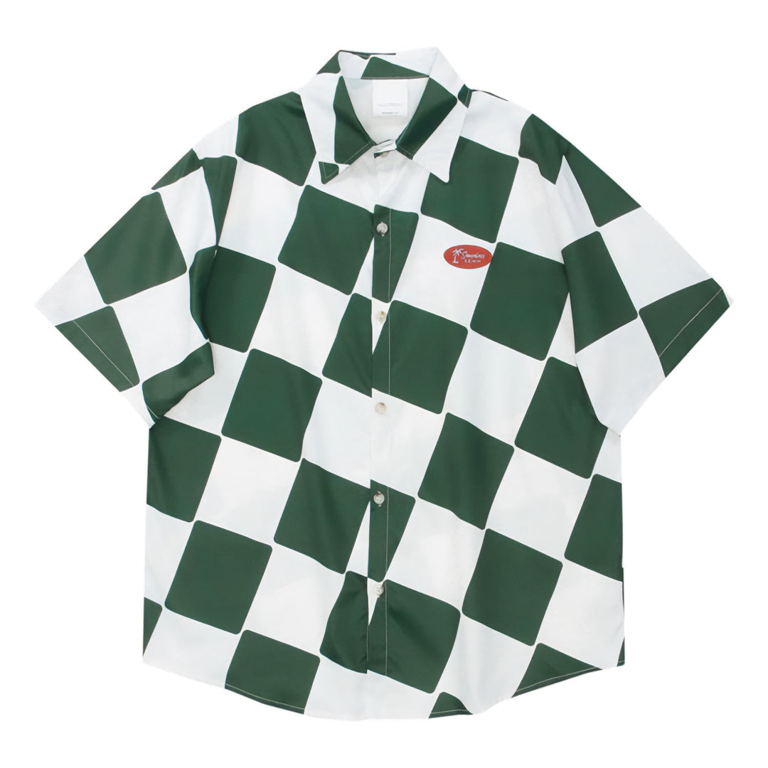 Chemise À Carreaux Lefty Lane À Manches Courtes Style Rétro Américain Décontracté Avec Confort Moderne