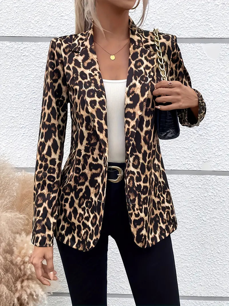 Yulric: Leo-Print Einreiher Blazer