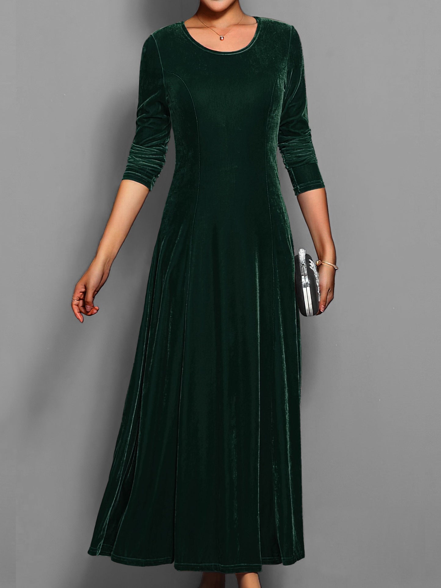 Robe De Soirée En Velours Pour Femme Avec Manches Longues Confort Et Élégance Pour Dîners Et Fêtes Alice